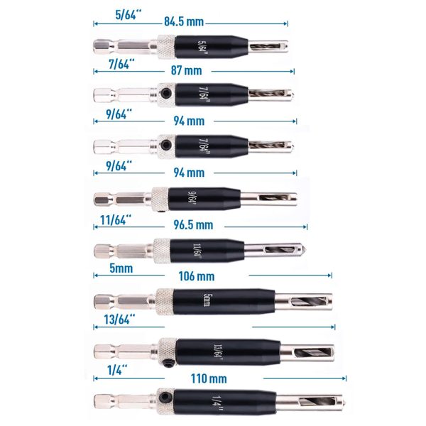 Brocas Autocentro Acero Negro 2.2mm a 7.5mm (set 08 Brocas) - Image 2