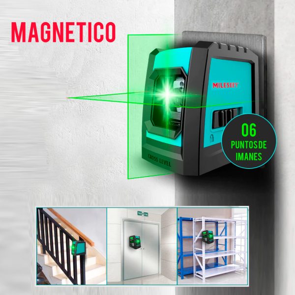 Nivel Laser Verde 4 ángulos Magnético Autonivel + Pilas AA - Image 3