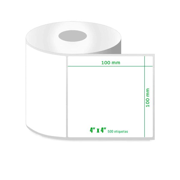 Rollo 500 Etiquetas Adhesivas 100x100mm Térmica Directa 4x4" - Image 2