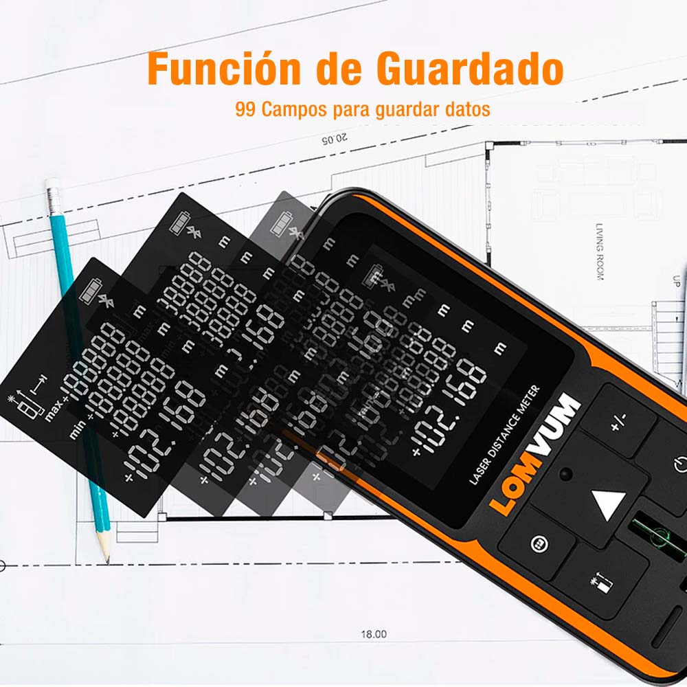 Wincha Laser 120 mt Lomvum E40 incluye medidor de ángulos - Cronox Store